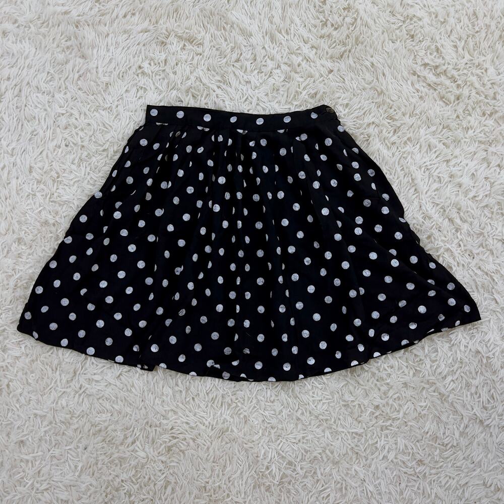Vintage 1990s Pottery Mini Skirt 24" Waist Black Polka Dot